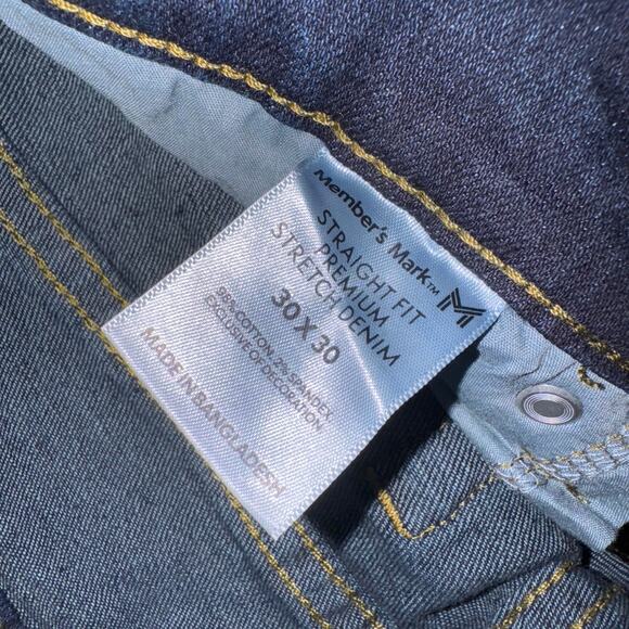Member's Mark Jeans Mens 30x30 Dark Wash Straight Fit Premium Stretch Denim - Picture 12 of 15